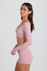 High-Waist Mini Shorts in Mauve