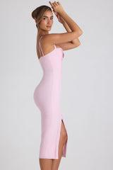 Theodora-Button-Detail Midaxi Dress in Soft Pink