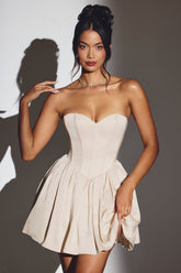 Emeline-Corset Tulle Mini Dress in Ivory