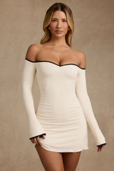 Stasia-Modal Off-Shoulder A-Line Mini Dress in Ivory
