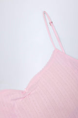 Livia-Pointelle Ruched Camisole Crop Top in Baby Pink