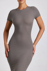 Freya-Ribbed Modal Maxi Dress in Grey
