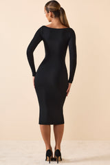 Naiara-Modal Scoop-Neck Midaxi Dress in Black