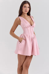 Powder Pink Satin Mini Dress