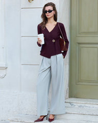 Purple Button Knit Cardigan
