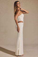 Saphira-Embellished Cut-Out Draped Corset Gown in White