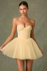 Dottie-Tulle Corset Mini Dress in Yellow