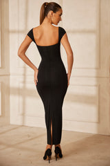 Dolcezza-Sweetheart Neckline Maxi Dress in Black
