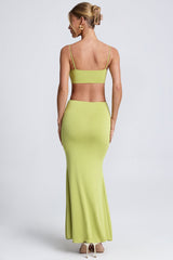 Julitta-Hardware Detail Cut-Out Maxi Dress in Olive Green