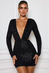 Marva-Embellished Cut-Out Mini Dress in Black