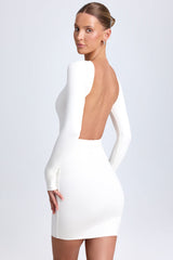 Lyla-Open-Back Bodycon Mini Dress in White