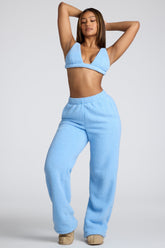 Loungewear-Petite Low Rise Straight Leg Fleece Joggers in Baby Blue