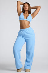 Loungewear-Petite Low Rise Straight Leg Fleece Joggers in Baby Blue