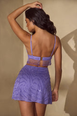 Luz-Embellished A-Line Mini Skirt in Purple