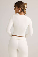 Kiva-Modal Ribbed Cropped Cardigan in White