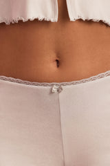 Kaci-Lace-Trim Mid-Rise Pyjama Shorts in Cloud Grey