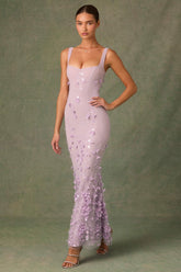 Vasanta-Embellished Fishtail Corset Gown in Lilac