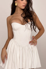 White Strapless Corset Mini Dress