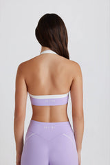 Soft Active Twist-Front Halterneck Sports Bra in Lilac