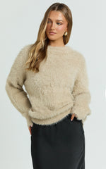 Joena Jumper - Fluffly Knit Jumper in Neutral