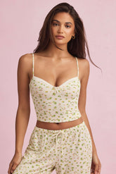 Isalie-Modal Camisole Pyjama Top in Lemon Print
