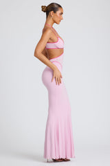 Bella-Contrast Binding Cut Out Evening Gown in Soft Pink