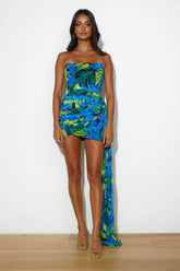 RUNAWAY Paradise Mini Dress Blue Floral