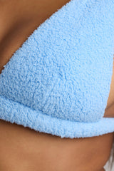 Loungewear-V Neck Fleece Bralette in Baby Blue