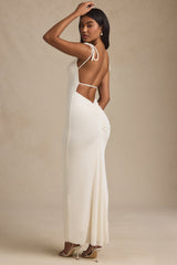 Noelia-Textured Jersey Backless Maxi Dress in Ivory
