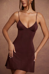 Edonia-Triangle Cup A-Line Mini Dress in Brown