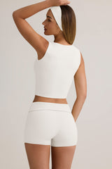 Lene-Modal Ribbed Button-Up Vest Top in White
