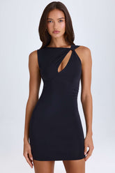 Parina-Twisted Cut-Out Mini Dress in Black