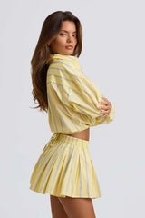 Multiway Cropped Cotton-Poplin Shirt in Yellow Stripe