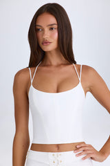 Elba-Halterneck Corset Top in White