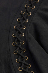 Jalsa-Lace-Up Mid-Rise Mini Skirt in Black