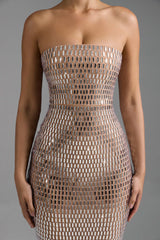 Amaya-Embellished Bandeau Maxi Dress in Almond