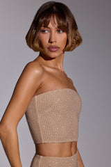 Odetta-Embellished Strapless Crop Top in Gold