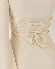 Apricot Bell Sleeve Bodycon Mini Dress