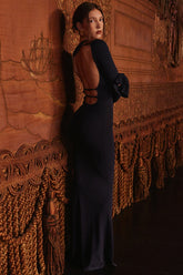 Midnight Blue Silky Knit Maxi Dress
