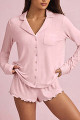 Maphie-Modal Ruffle-Trim Pyjama Shorts in Baby Pink