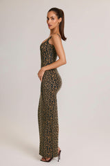 Soreia-Modal Scoop-Neck Maxi Dress in Leopard Print