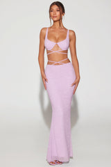 Sardinia-Embellished Strappy Maxi Skirt in Lilac