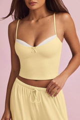 Isalie-Modal Camisole Pyjama Top in Pastel Yellow