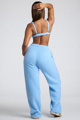 Loungewear-Petite Low Rise Straight Leg Fleece Joggers in Baby Blue