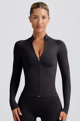 Define Luxe Zip-Up Jacket in Black