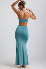Giselle-Slinky Jersey Hardware Detail Maxi Skirt in Sea Green