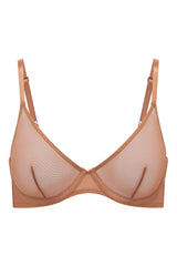 Intimates-Soft Mesh Single Layer Underwired Bra in Honey