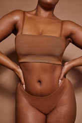 Intimates-Soft Mesh Bandeau Bra in Almond