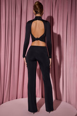 Katya-Mid-Rise Straight-Leg Trousers in Black
