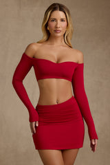 Irie-Modal Contrast-Trim Crop Top in Red